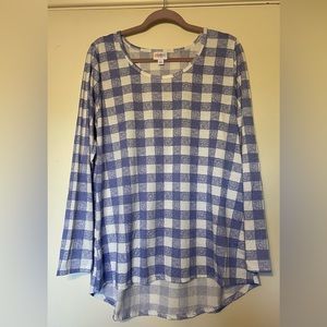 LuLaRoe Purple and White Gingham Lynnae